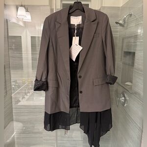 Gray Blazer with Black Accents